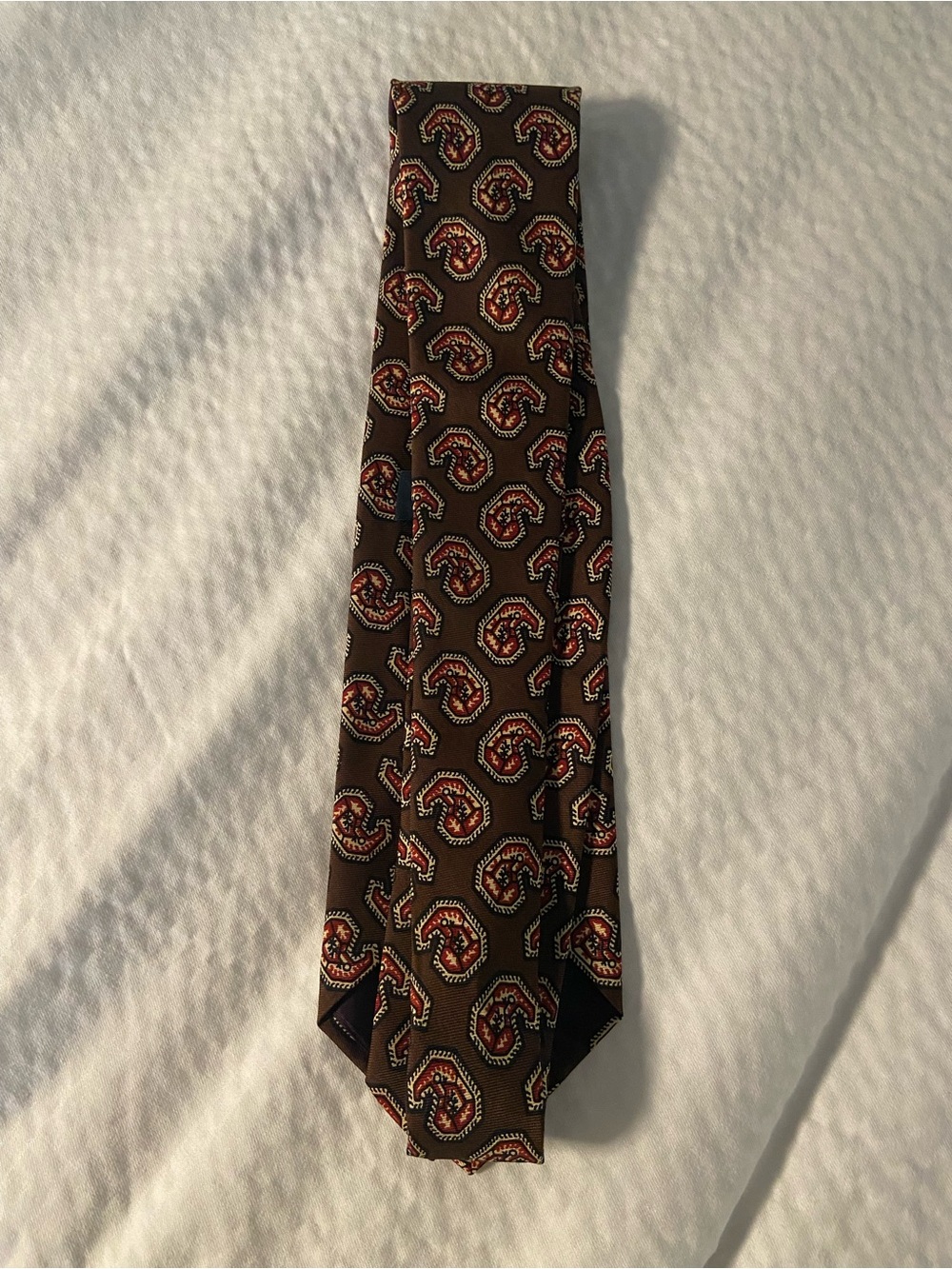 Polo Ralph Lauren Brown Tie with Red Paisley Motif - Picture 5 of 6